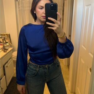 Zara Satin Open Back Blouse